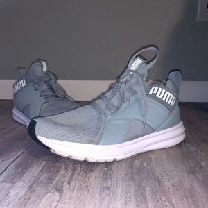 Baby blue puma tennis shoes